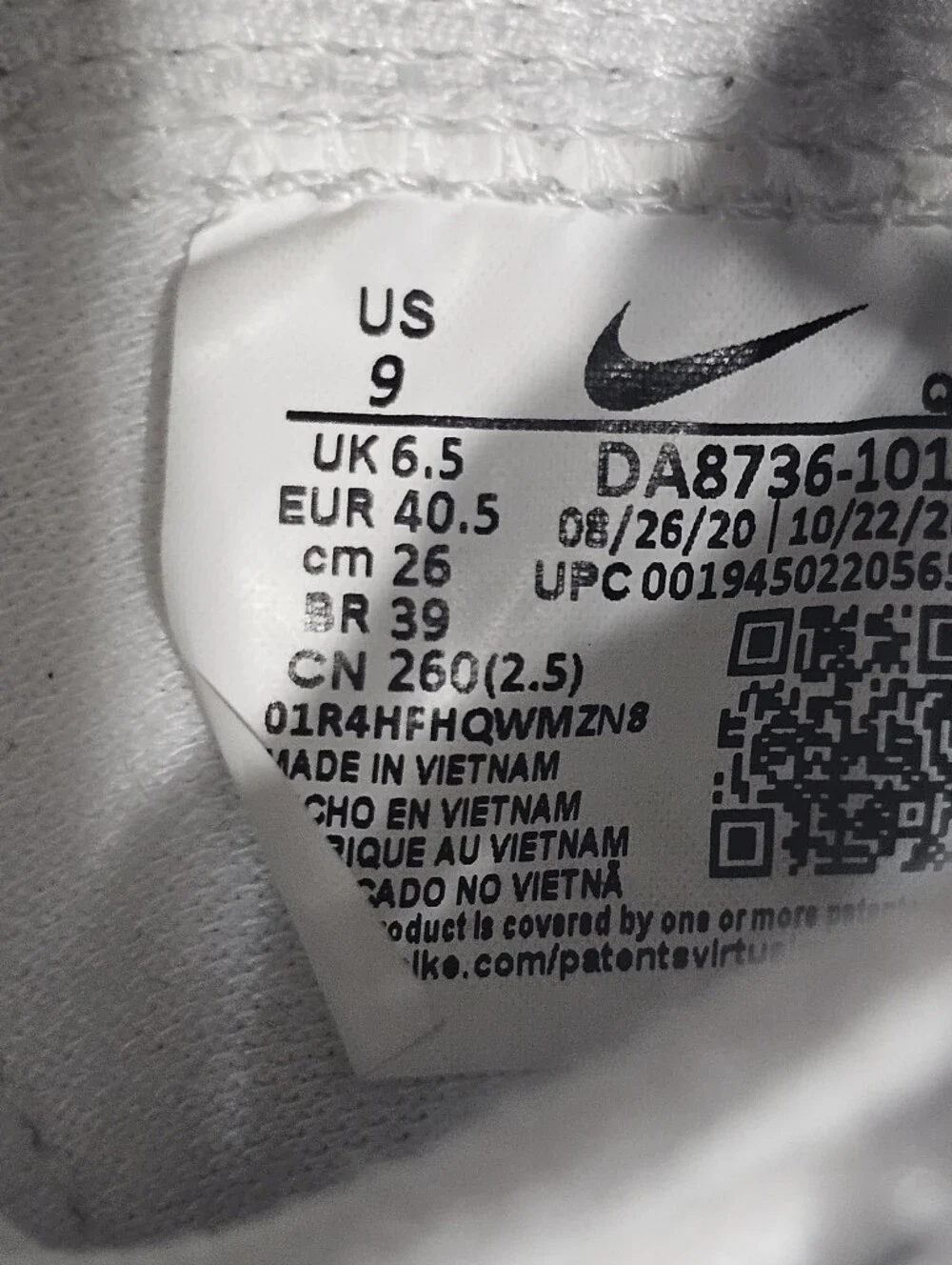 Nike White High-Top Sneaker with Leopard-Print Swoosh Womens Sz 9 White